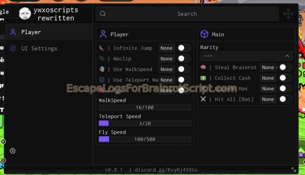 YWXO Script Escape Logs for Brainrots Roblox script no key